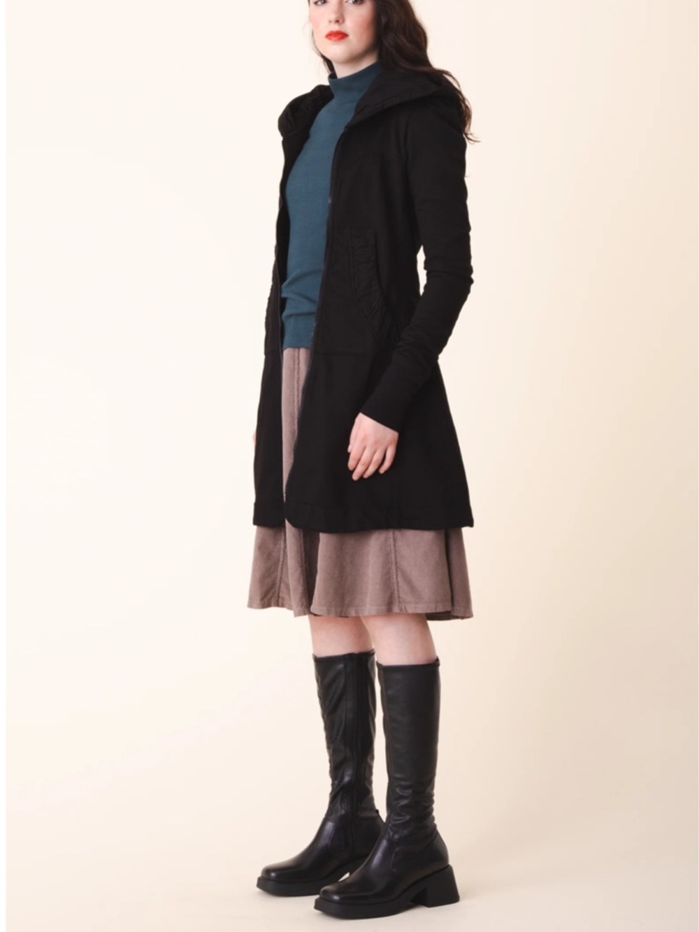 Prairie Underground Long Cloak Hoodie In Black
